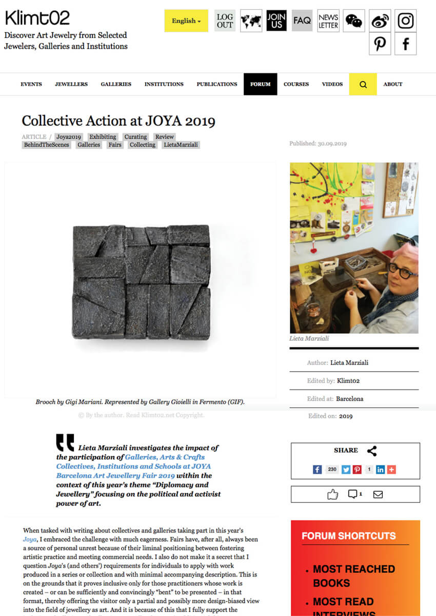 COLLECTIVE ACTION AT JOYA BARCELONA 2019 - in Klimt02 (September 2019)