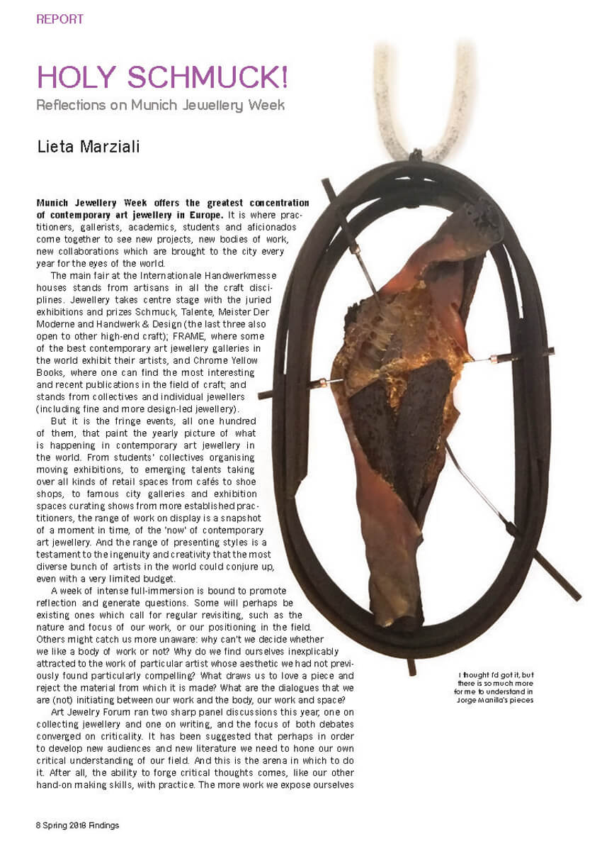 HOLY SCHMUCK! Reflections on Munich Jewellery Week - in Findings 66, Spring 2018