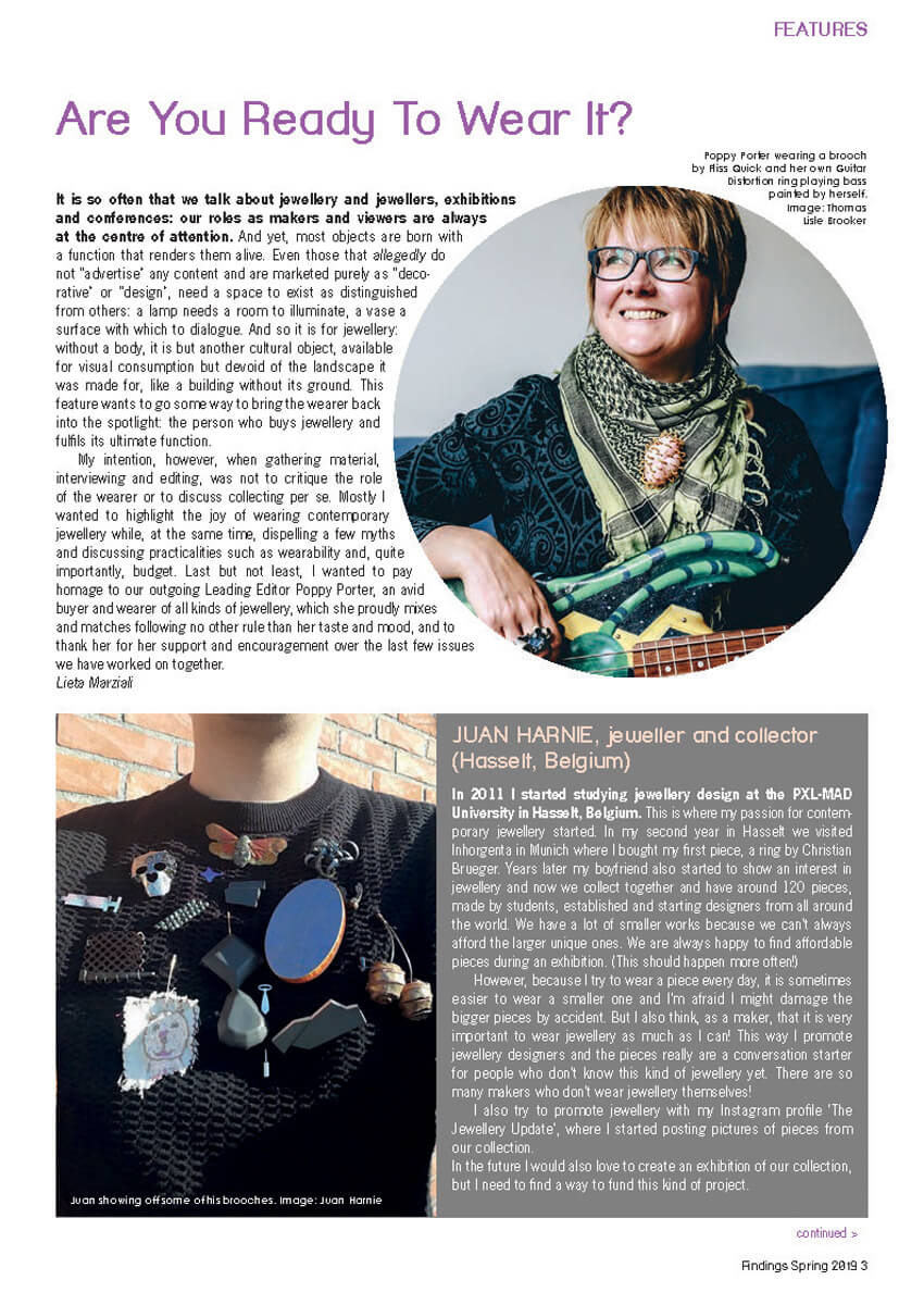 ARE YOU READY TO WEAR IT? - in Findings 68, Spring 2019