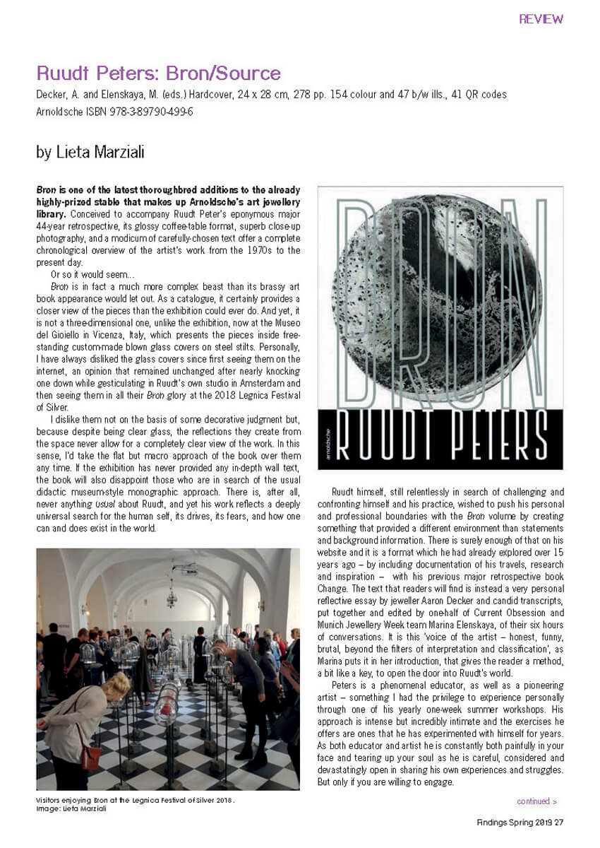 RUUDT PETERS: BRON/SOURCE - in Findings 68, Spring 2019